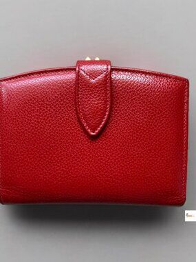Coach Vintage Red Leather Madison Kisslock Compact Wallet
